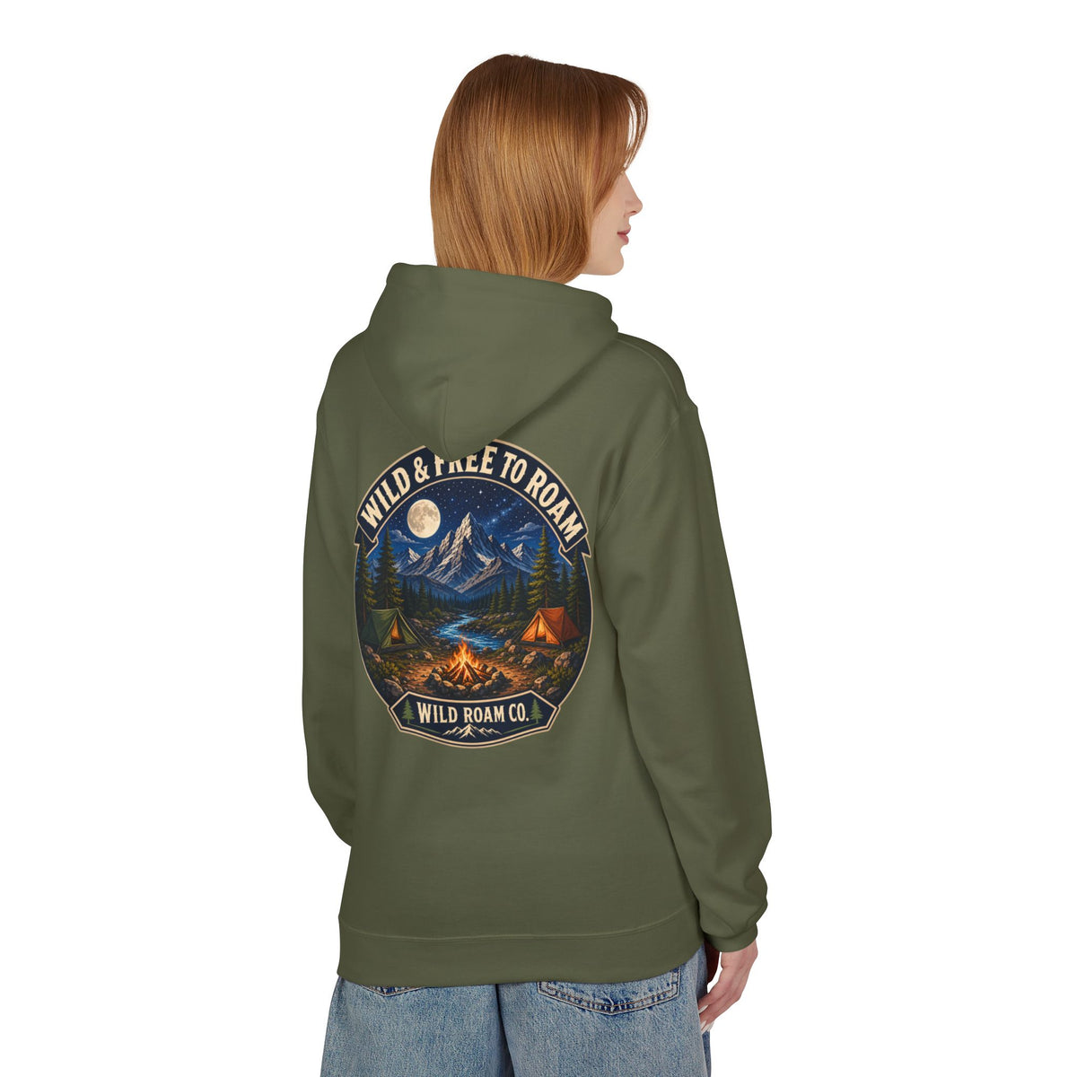 Wild Roam Co Hoodie — "Wild & Free to Roam" Camping Adventure Pullover
