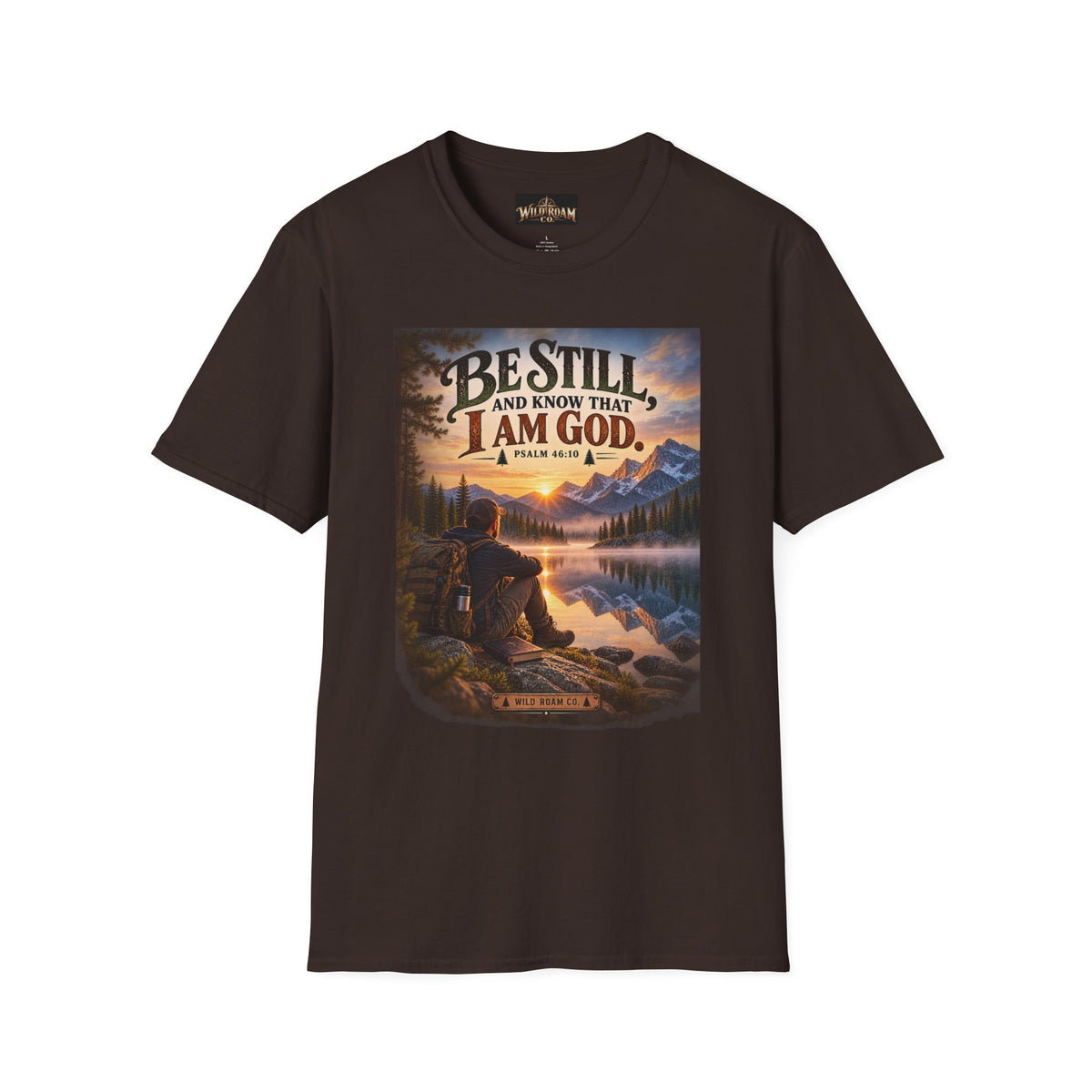 Men's Christian Mountain T‑Shirt – "Be Still and Know That I Am God" Inspirational Faith Tee