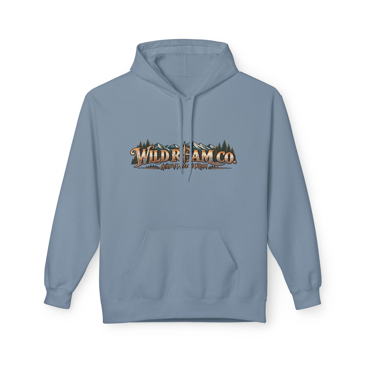 Men's Wild Roam Co. Adventure Hoodie — Mountain Sunset Outdoor Graphic Sweatshirt