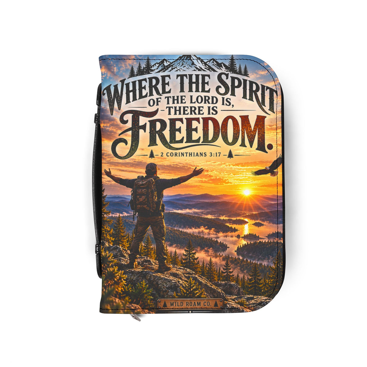Men's Bible Cover — "Where the Spirit of the Lord Is, There Is Freedom" Zippered Christian Travel Case