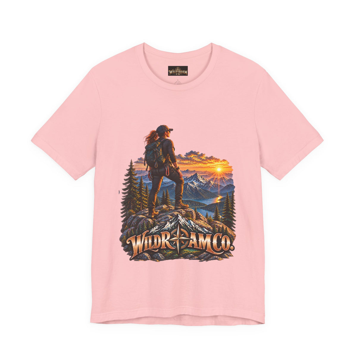 Women's Hiker Sunset T-Shirt — Wild Roam Co. Mountain Adventure Tee
