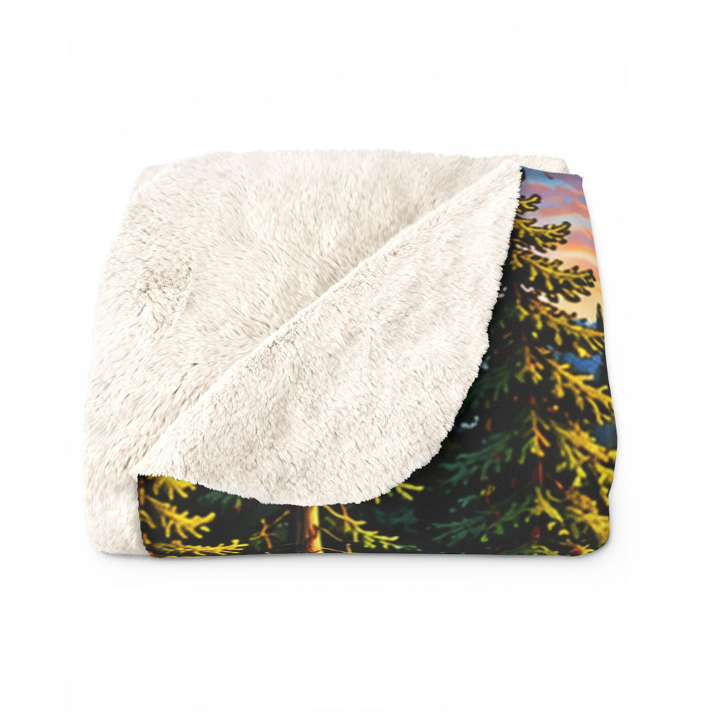 Wild & Free Sherpa Fleece Blanket — 'Wild & Free to Roam' Outdoor Canoe Design