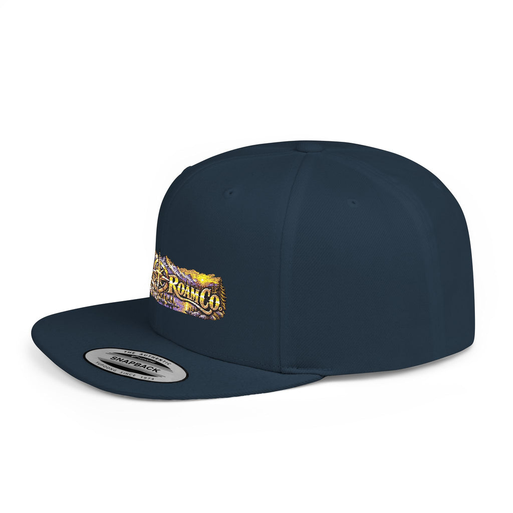 Snapback Hat — Mountain Sunrise 'Wander & Roam' Embroidered Flat Bill