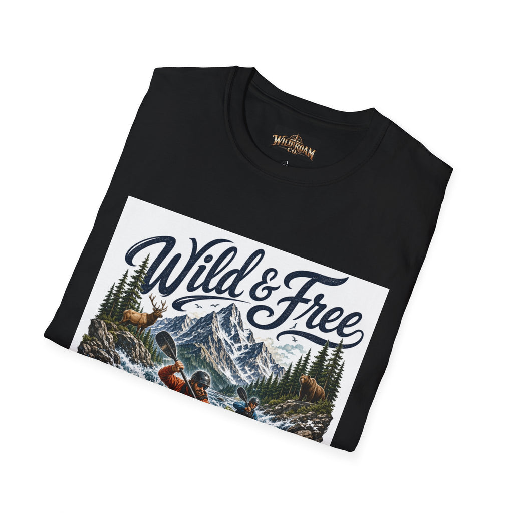 Wild & Free Kayaking T-Shirt — Mountain River Adventure Tee