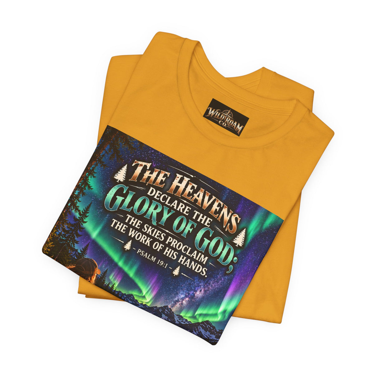 Women's Christian Nature T-Shirt — "The Heavens Declare the Glory of God" Campfire Aurora Tee