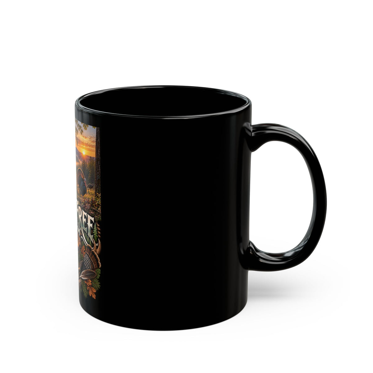 Wild & Free To Roam Black Mug-Turkey Coffee Cup for Outdoor Lovers