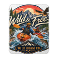 Sherpa Fleece Blanket — "Wild & Free" Kayaking Adventure Throw