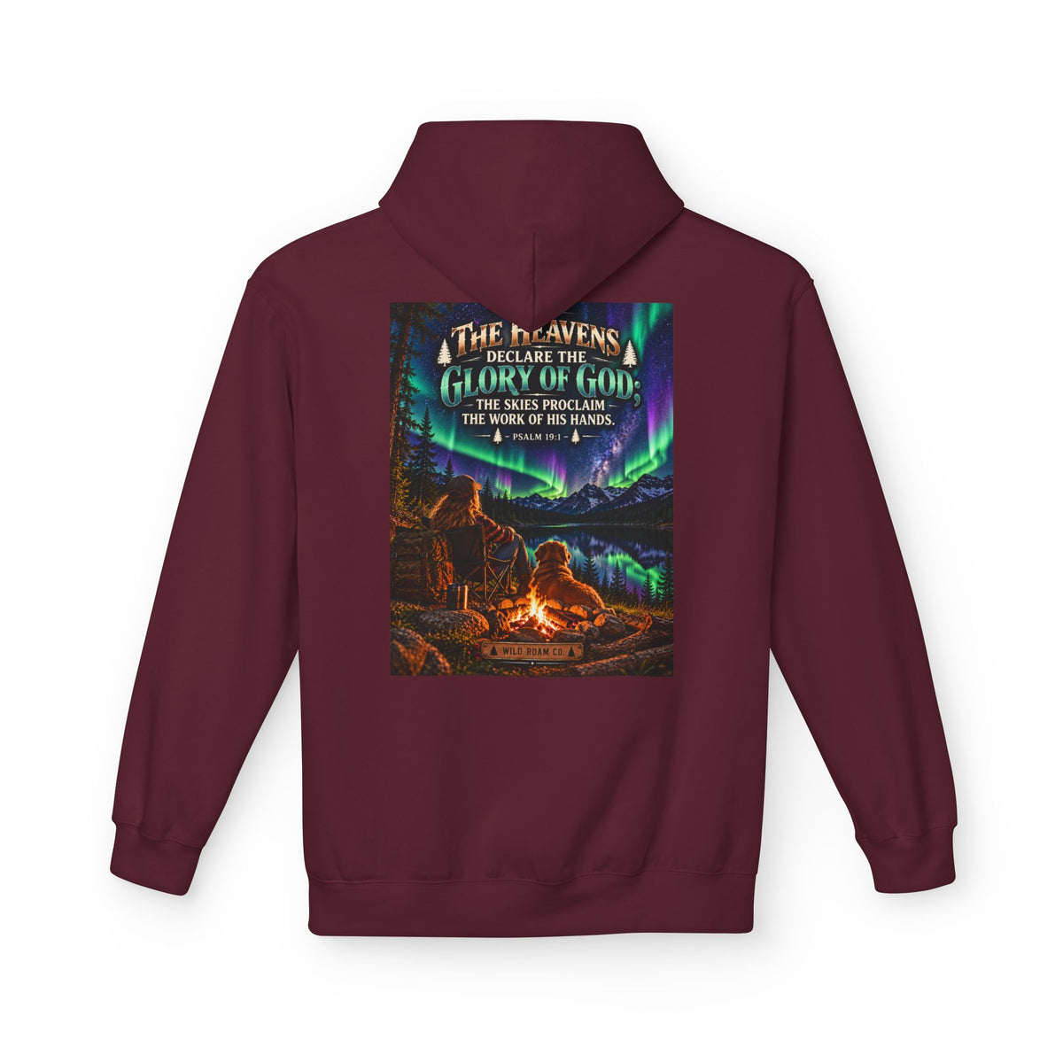 Women's Hoodie - 'Wild Roam Co.' Scenic Christian Campfire Hoodie with Aurora Psalm Design