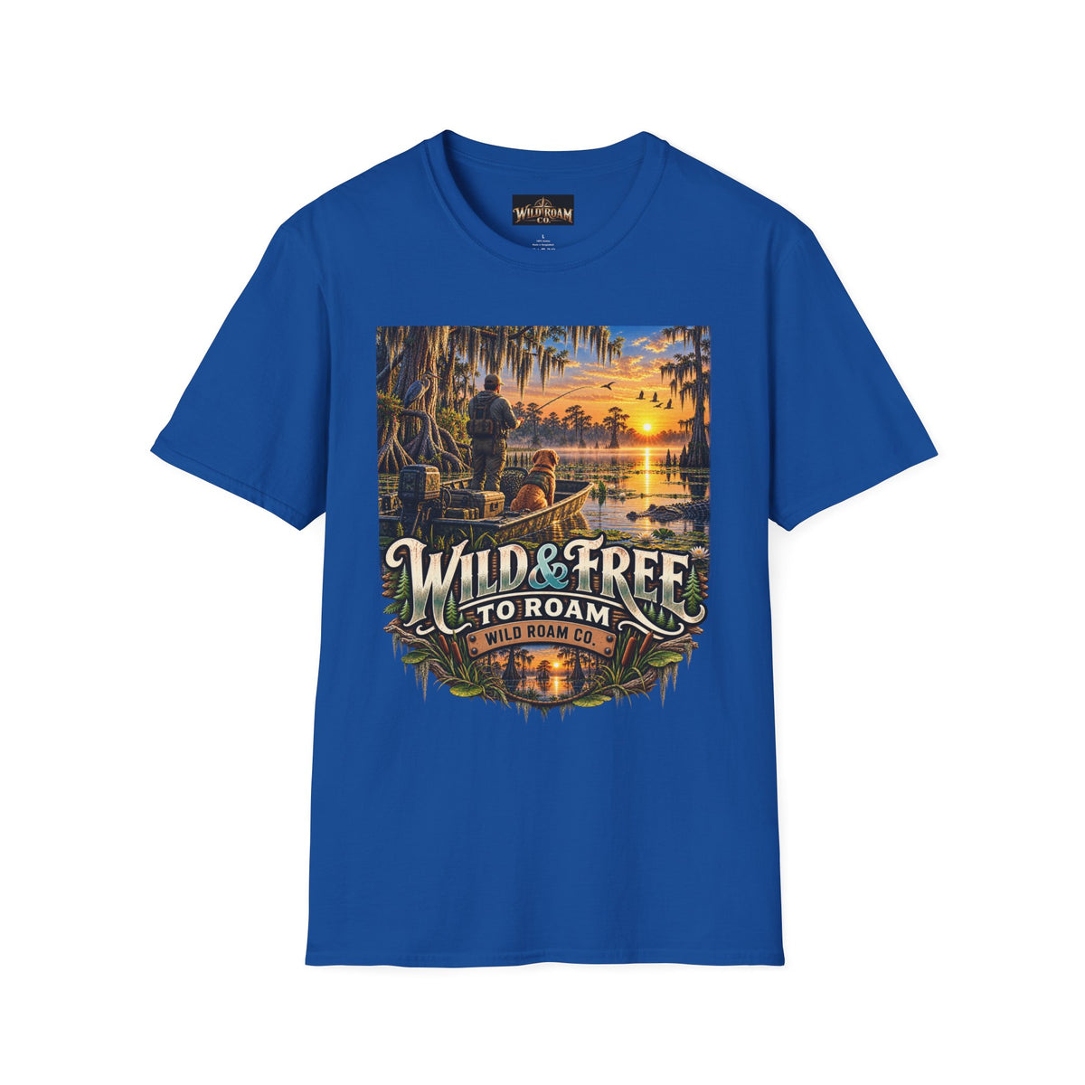 Wild & Free to Roam T-Shirt —Bayou Sunset Fishing Adventure Graphic Tee