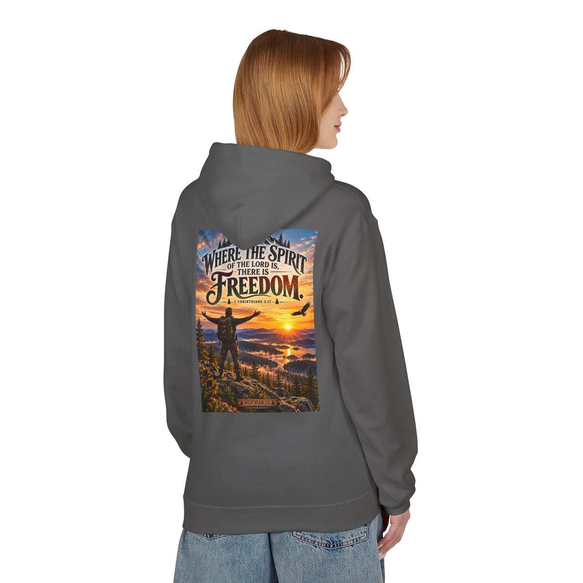 Men's Hoodie - ‘Where the Spirit of the Lord Is… There Is Freedom’ Scenic Christian Adventure Hoodie