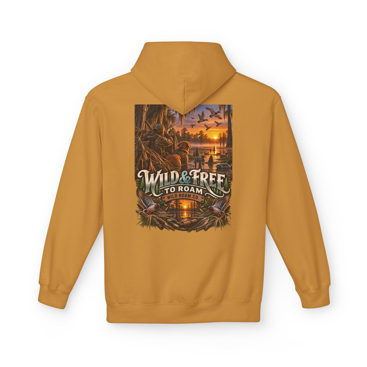 Wild & Free Hoodie — "Wild & Free to Roam" Ducks Graphic Pullover