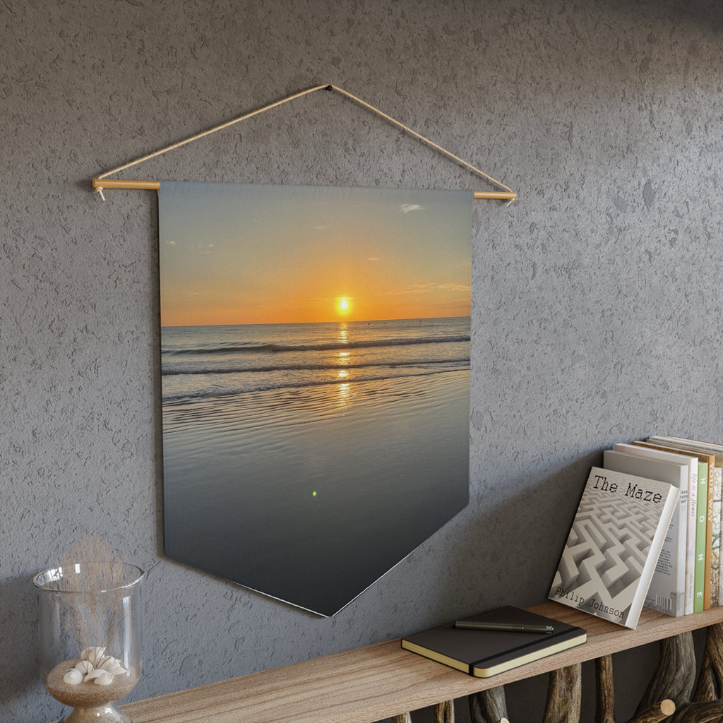 Sunset Beach Pennant Wall Hanging — Coastal Ocean Sunrise Decor