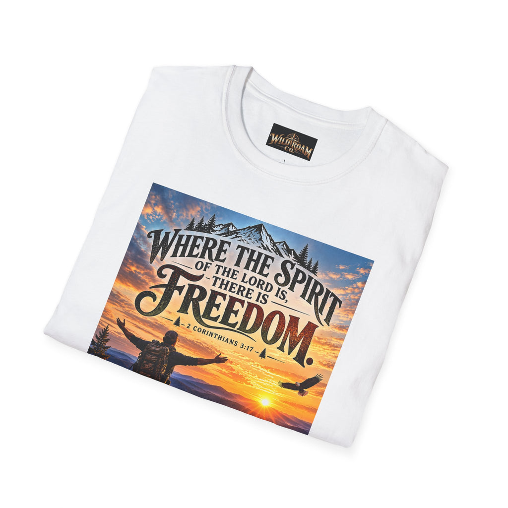 Men's Freedom Sunrise Christian T-Shirt – "Where the Spirit of the Lord is, there is Freedom"