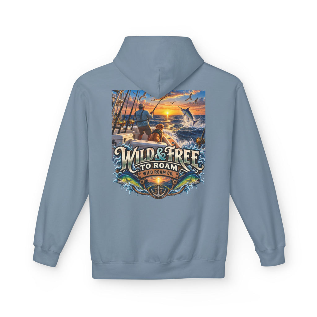 Hoodie - "Wild & Free to Roam" Ocean Angler Adventure Pullover