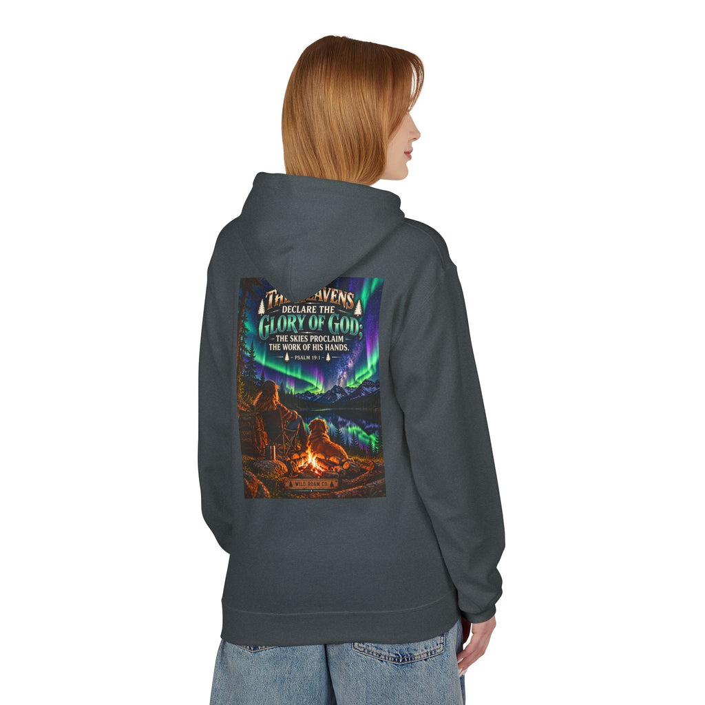 Women's Hoodie - 'Wild Roam Co.' Scenic Christian Campfire Hoodie with Aurora Psalm Design