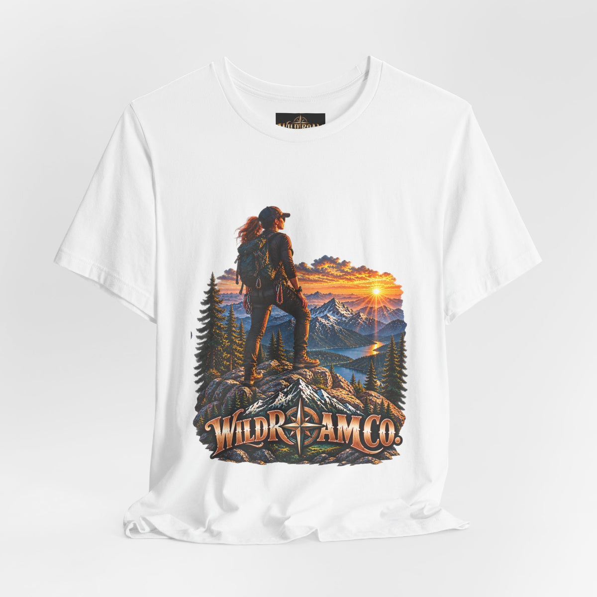 Women's Hiker Sunset T-Shirt — Wild Roam Co. Mountain Adventure Tee