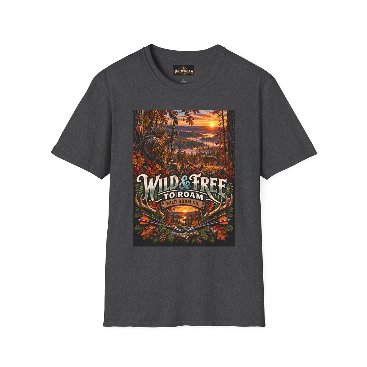 Wild & Free to Roam T-Shirt — Scenic Wilderness Sunset Adventure Tee
